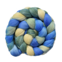 Hand painted silk / Polwarth wool roving for hand spinning and felting