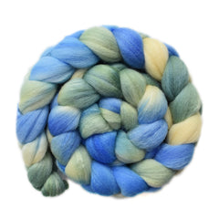 Hand painted silk / Polwarth wool roving for hand spinning and felting