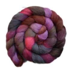 Hand painted Texel / Blackface / Lleyn wool roving for hand spinning and felting
