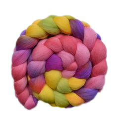 Hand painted South American wool roving for hand spinning and felting