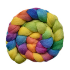 Hand painted Corriedale wool roving for spinning and felting