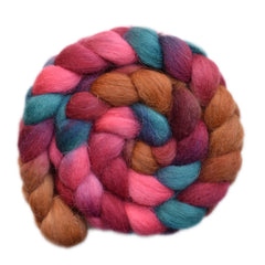 Hand painted Scandinavian Mountain wool roving for hand spinning and felting