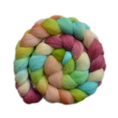 Hand painted Texel / Blackface / Lleyn wool roving for hand spinning and felting