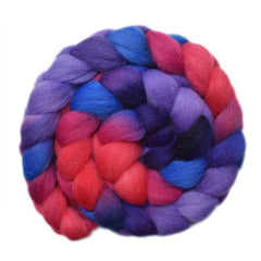 Hand painted Bergschaf wool roving for hand spinning and felting