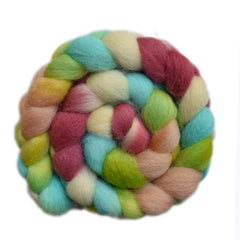 Hand painted Texel / Blackface / Lleyn wool roving for hand spinning and felting