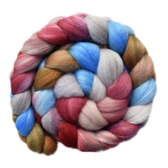 Hand painted Silk / Polwarth wool roving for hand spinning and felting