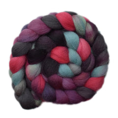 Hand painted Cheviot wool roving for hand spinning