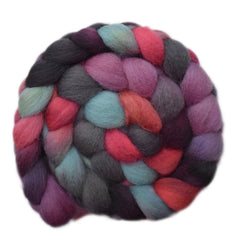 Hand painted Cheviot wool roving for hand spinning