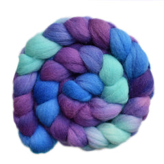Hand painted Lleyn wool roving for hand spinning and felting