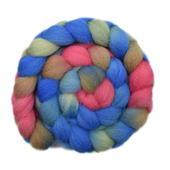 Hand painted Galway wool roving for hand spinning and felting