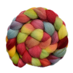 Hand painted Lleyn wool roving for hand spinning and felting