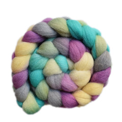 Hand painted Lleyn wool roving for hand spinning and felting