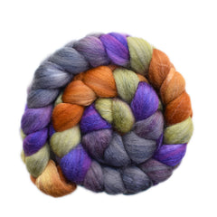 Hand painted silk / BFL wool roving for hand spinning and felting