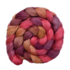 Hand painted Norwegian Lustre wool roving for hand spinning and felting