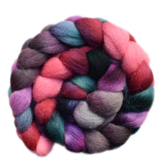 Hand painted Lleyn wool roving for hand spinning and felting