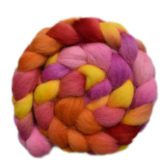 Hand painted Texel/Blackface/Lleyn wool roving for hand spinning and felting