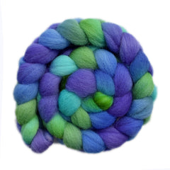Hand painted Lleyn wool roving for hand spinning and felting