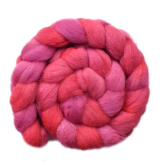 Hand painted silk / Polwarth wool roving for hand spinning and felting