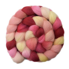 Hand painted Lleyn wool roving for hand spinning and felting