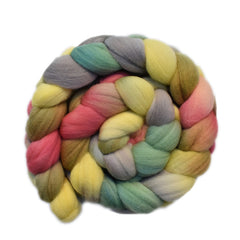 Hand painted Rambouillet wool roving for hand spinning and felting