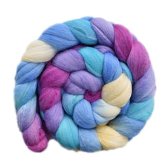 Hand painted silk / Merino wool roving for hand spinning and felting