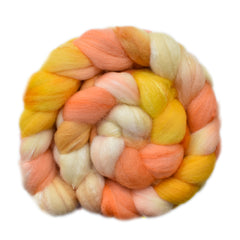 Hand painted silk / Polwarth wool roving for hand spinning and felting