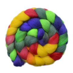 Hand painted Bergschaf wool roving for hand spinning and felting