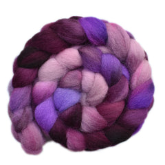 Hand painted Lleyn wool roving for hand spinning and felting