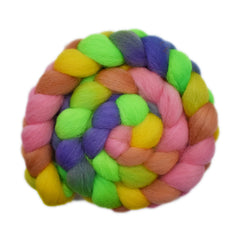 Hand painted Bergschaf wool roving for hand spinning and felting