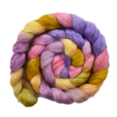 Hand painted Teeswater wool roving for hand spinning and felting