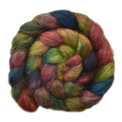Hand painted Masham wool roving for hand spinning and felting