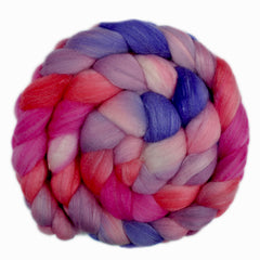 Hand painted silk / Merino wool roving for hand spinning and felting