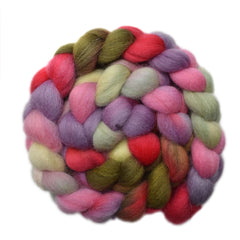 Hand painted Bergschaf wool roving for hand spinning and felting