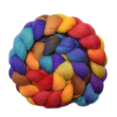 Hand painted Exmoor Horn wool roving for hand spinning and felting