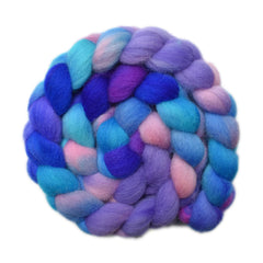 Hand painted Brecknock Hill Cheviot wool roving for hand spinning