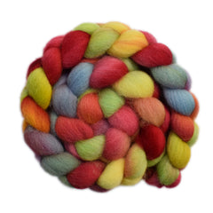 Hand painted Lleyn wool roving for hand spinning and felting