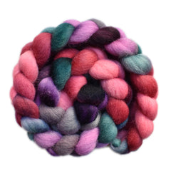 Hand painted Lleyn wool roving for hand spinning and felting