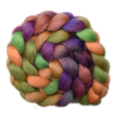 Hand painted Norwegian Lustre wool roving for hand spinning and felting