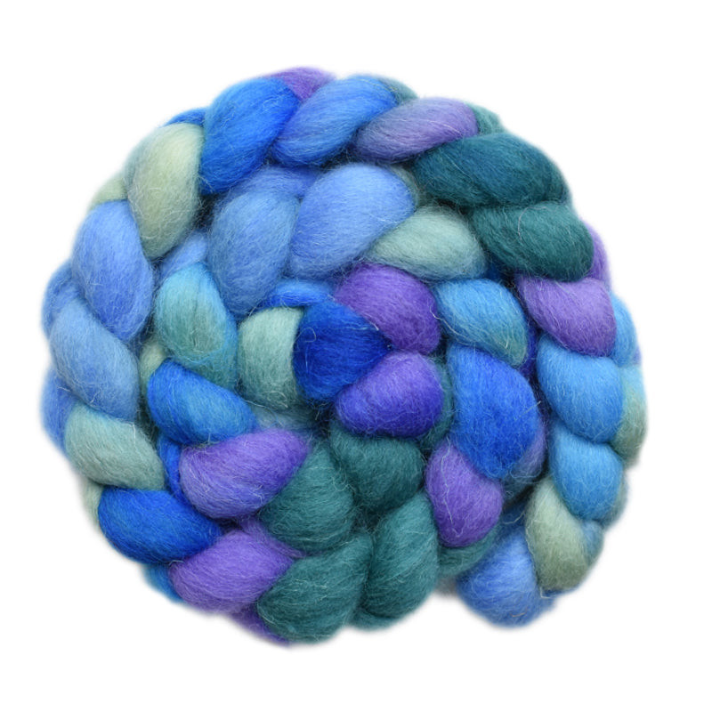 Hand painted Texel / Blackface / Lleyn wool roving for hand spinning and felting