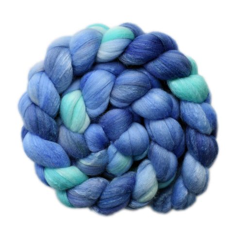 Silk / Merino 20/80% Wool Roving - Wild Sea 1 - 4.2 ounces