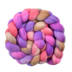 Hand painted silk / Polwarth wool roving for hand spinning and felting
