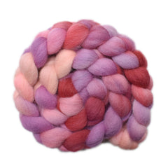 Hand painted Brecknock Hill Cheviot wool roving for hand spinning