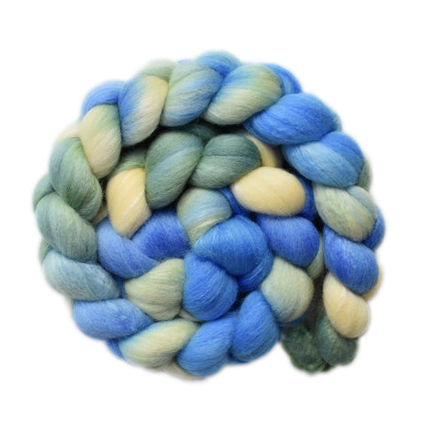 Silk / Polwarth 15/85% Wool Roving - Fast Running Stream 1 - 4.2 ounces