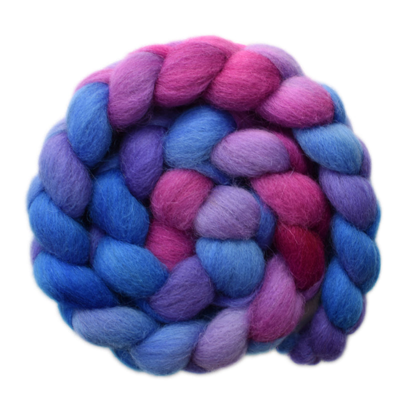 Hand painted Bergschaf wool roving for hand spinning and felting