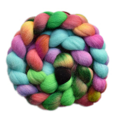 Hand painted Lleyn wool roving for hand spinning and felting