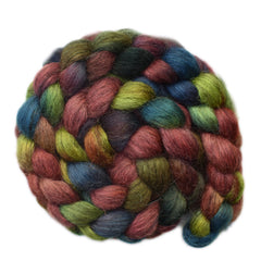 Hand painted Masham wool roving for hand spinning and felting