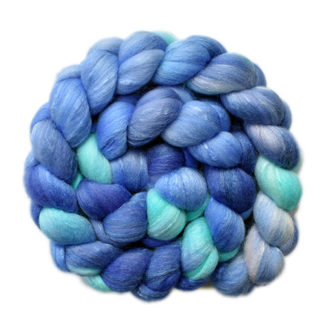 Silk / Merino 20/80% Wool Roving - Wild Sea 2 - 4.3 ounces