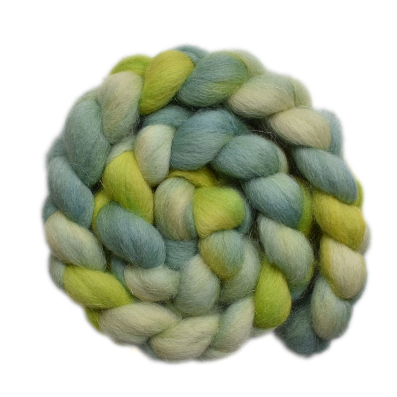 Hand painted Texel / Blackface / Lleyn wool roving for hand spinning and felting
