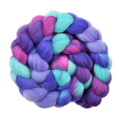 Hand painted Silk / Polwarth wool roving for hand spinning and felting