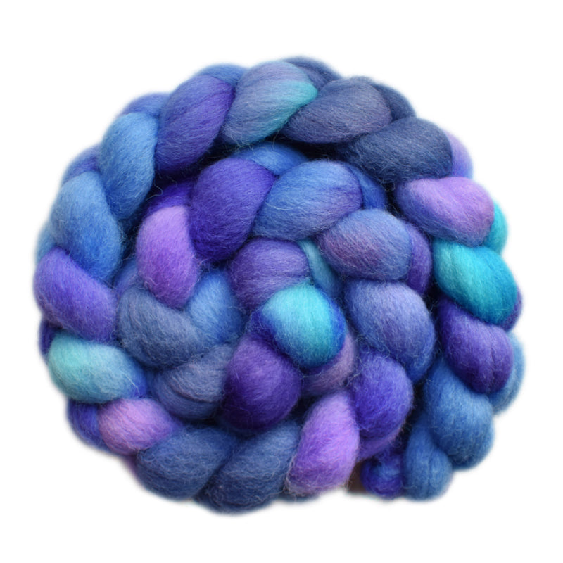 Hand painted Lleyn wool roving for hand spinning and felting